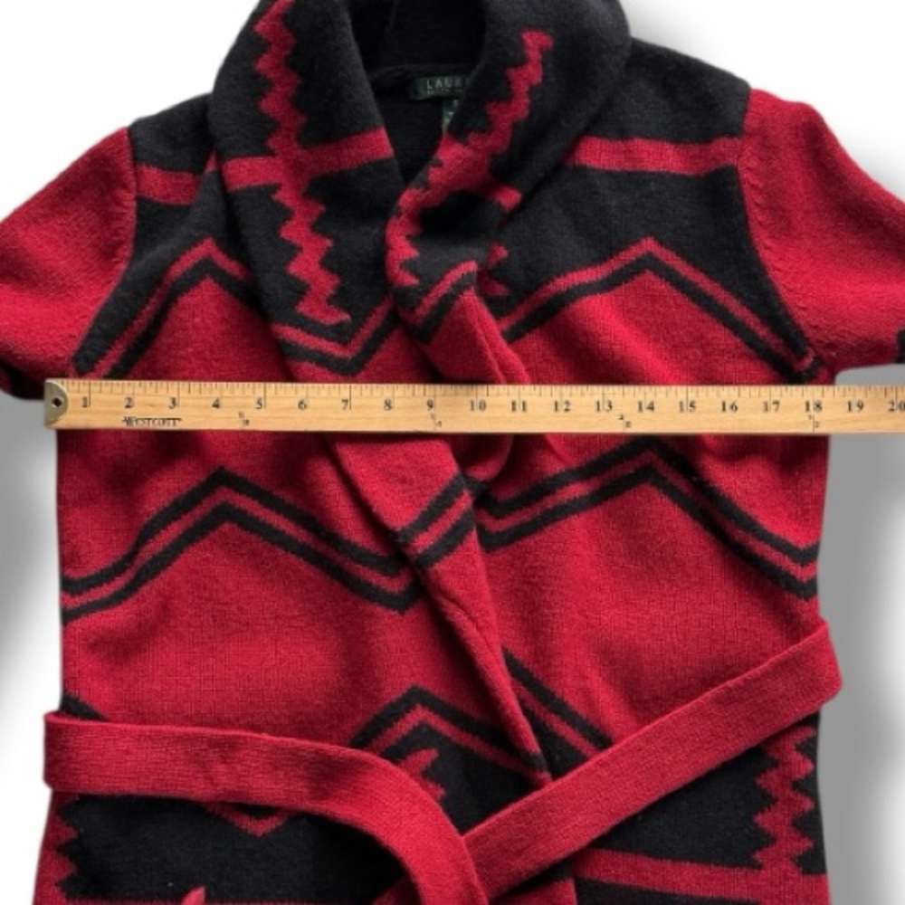 Lauren Ralph Lauren Southwestern Aztec LambsWool Cardigan Sweater Size Small - Picture 7 of 9